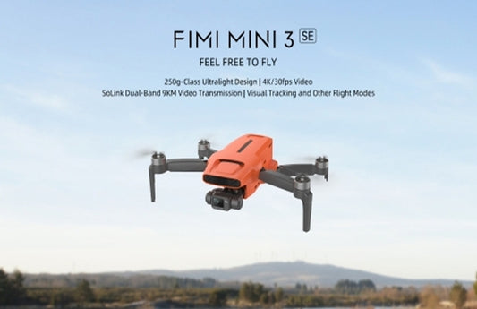 FIMI Mini 3 SE Drone, 250g Lightweight, 4K/30fps Video,  3-Axis Gimbal, 9km Range, Orange, 2 Inteligent Flight Battery