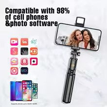 KEELEAD Selfie Stick Tripod with Fill Light Wireless Bluetooth, 45.66 Inch Bracket, Portable Tripod for iPhone 14/13 Smartphone
