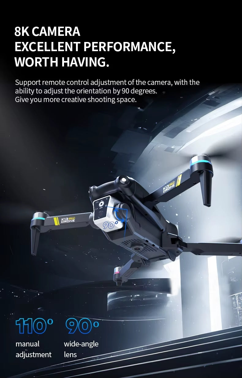 Professinal K13MAX RC Drone 8K HD Cameras WIFI FPV Height Hold Gesture Photography Foldable Quadcopter Screen Remote Control Toy