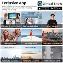 TOKQI-M02 3-Axis Handheld Gimbal Stabilizer for Smartphone, Foldable Phone Holder Anti-Shake PTZ for iPhone Android TikTok Vlog