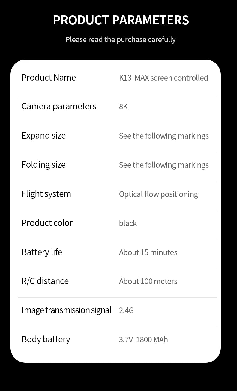 Professinal K13MAX RC Drone 8K HD Cameras WIFI FPV Height Hold Gesture Photography Foldable Quadcopter Screen Remote Control Toy