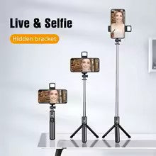 KEELEAD Selfie Stick Tripod with Fill Light Wireless Bluetooth, 45.66 Inch Bracket, Portable Tripod for iPhone 14/13 Smartphone