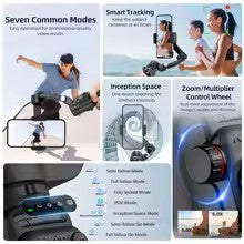 TOKQI-M02 3-Axis Handheld Gimbal Stabilizer for Smartphone, Foldable Phone Holder Anti-Shake PTZ for iPhone Android TikTok Vlog