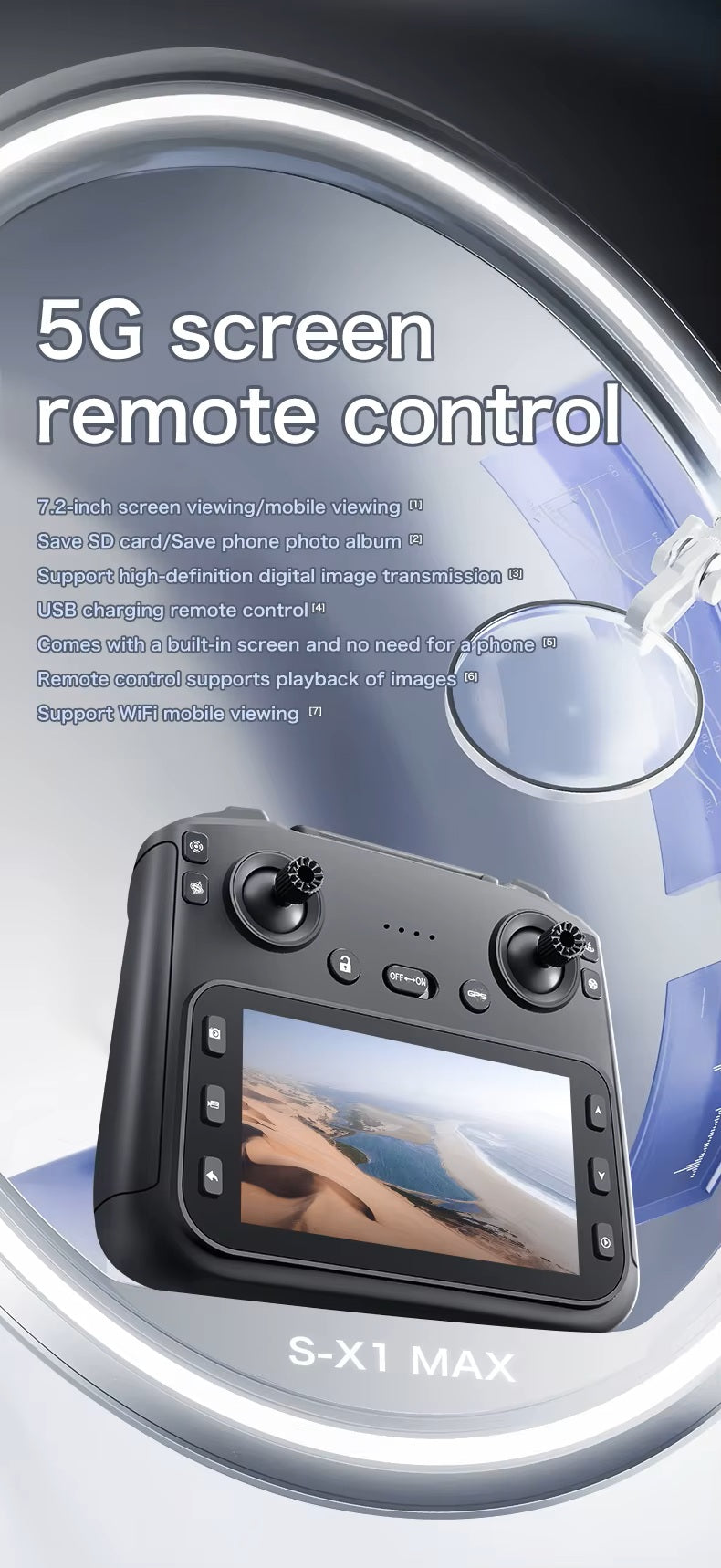 Drone SX1 MAX - Professional 3-axis Gimbal Stabilizer Camera with 5G WiFi GPS And 8K RC Equipped Screen Shared Multiple Displays on MP