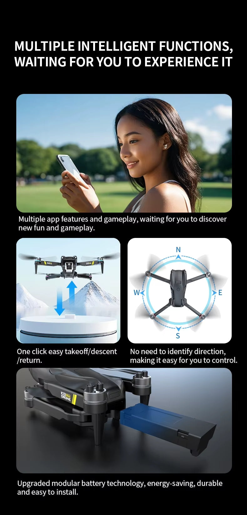 Professinal K13MAX RC Drone 8K HD Cameras WIFI FPV Height Hold Gesture Photography Foldable Quadcopter Screen Remote Control Toy