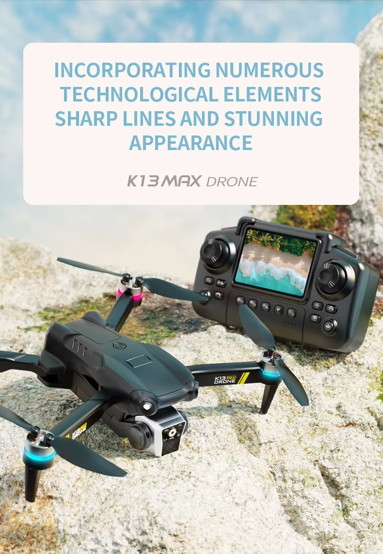 Professinal K13MAX RC Drone 8K HD Cameras WIFI FPV Height Hold Gesture Photography Foldable Quadcopter Screen Remote Control Toy