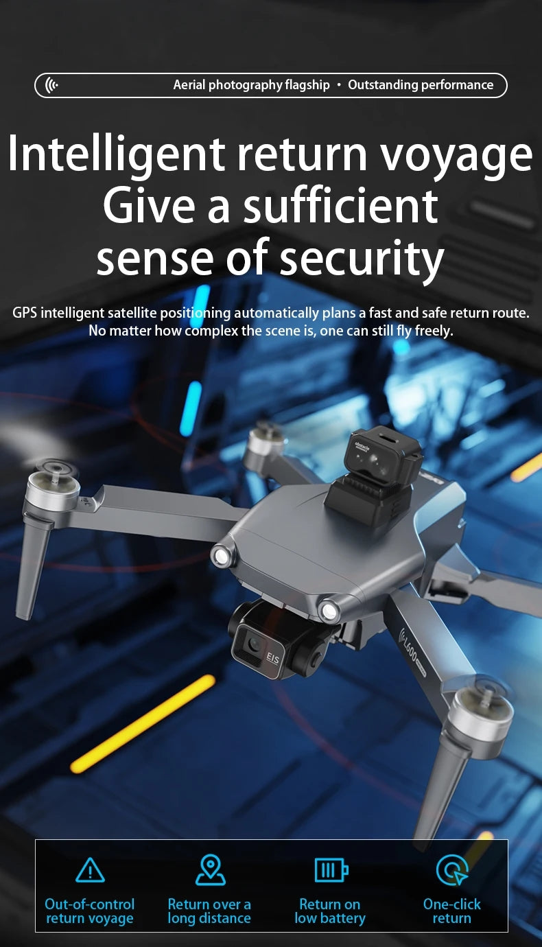 L600 PRO Max GPS Drone 8K Profesional HD Camera 3-axis gimbal Aerial Photography Obstacle Avoidance Upgrade Screen FPV Drone 5KM