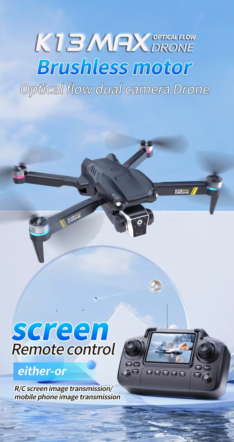 Professinal K13MAX RC Drone 8K HD Cameras WIFI FPV Height Hold Gesture Photography Foldable Quadcopter Screen Remote Control Toy