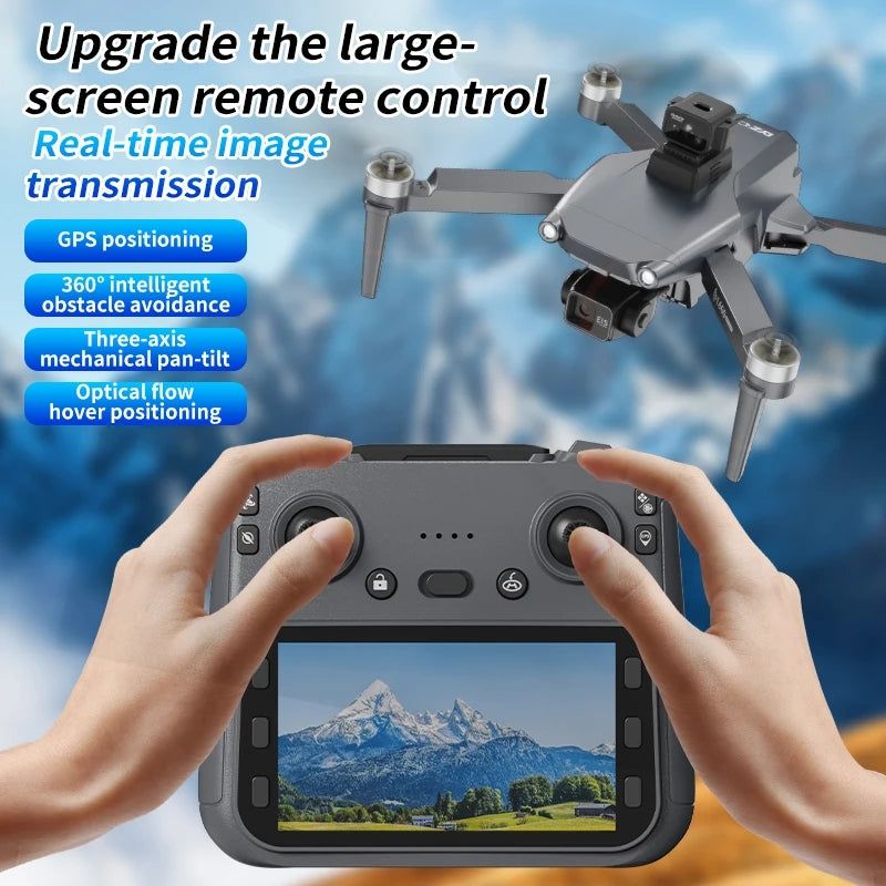 L600 PRO Max GPS Drone 8K Profesional HD Camera 3-axis gimbal Aerial Photography Obstacle Avoidance Upgrade Screen FPV Drone 5KM
