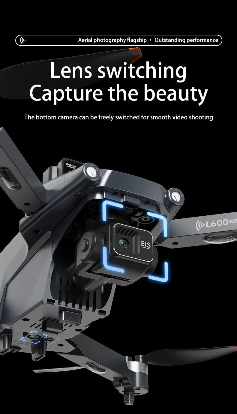 L600 PRO Max GPS Drone 8K Profesional HD Camera 3-axis gimbal Aerial Photography Obstacle Avoidance Upgrade Screen FPV Drone 5KM