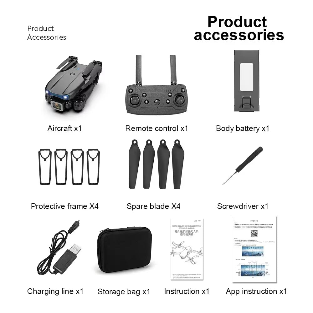 E99 Pro Drone Quadcopter Remote Control Handle Four Axis Aircraft HD 4K Photography UAV Altitude Fixation Helicopter Toys