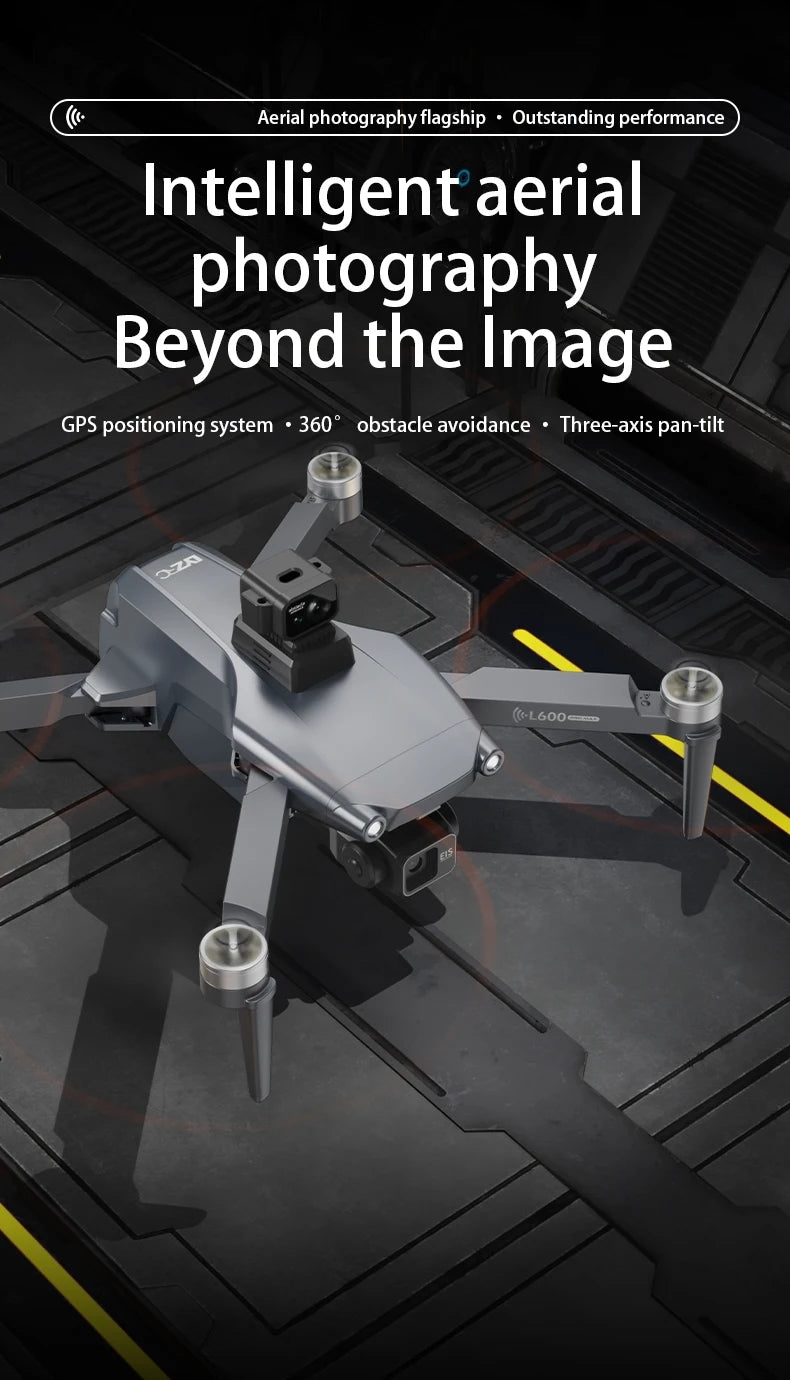L600 PRO Max GPS Drone 8K Profesional HD Camera 3-axis gimbal Aerial Photography Obstacle Avoidance Upgrade Screen FPV Drone 5KM