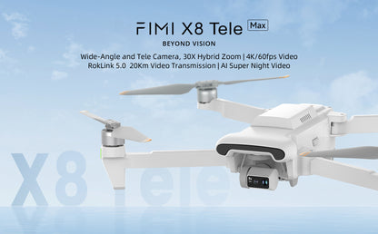 FIMI X8 TELE MAX Drone 4K Professional HDR 48MP 3-Axis Gimbal Camera Drone Professional GPS 20KM RC Quadcopter 2025 - 2* Intelligent Flight Plus Battery - Bag