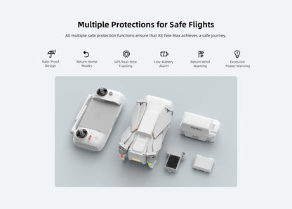 FIMI X8 TELE MAX Drone 4K Professional HDR 48MP 3-Axis Gimbal Camera Drone Professional GPS 20KM RC Quadcopter 2025 - 2* Intelligent Flight Plus Battery - Bag