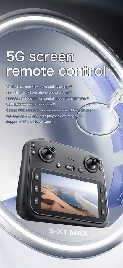 Drone SX1 MAX - Professional 3-axis Gimbal Stabilizer Camera with 5G WiFi GPS And 8K RC Equipped Screen Shared Multiple Displays on MP