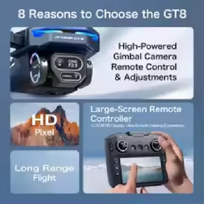 GT8 Rc Drone Profesional HD Dual Camera With Screen FPV WIFI Brushless Motor Obstacle Avoidance FPV Quadcopter Toys